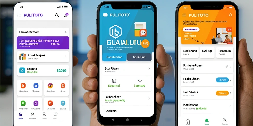 Antarmuka pengguna PULITOTO dengan beragam soal ujian.