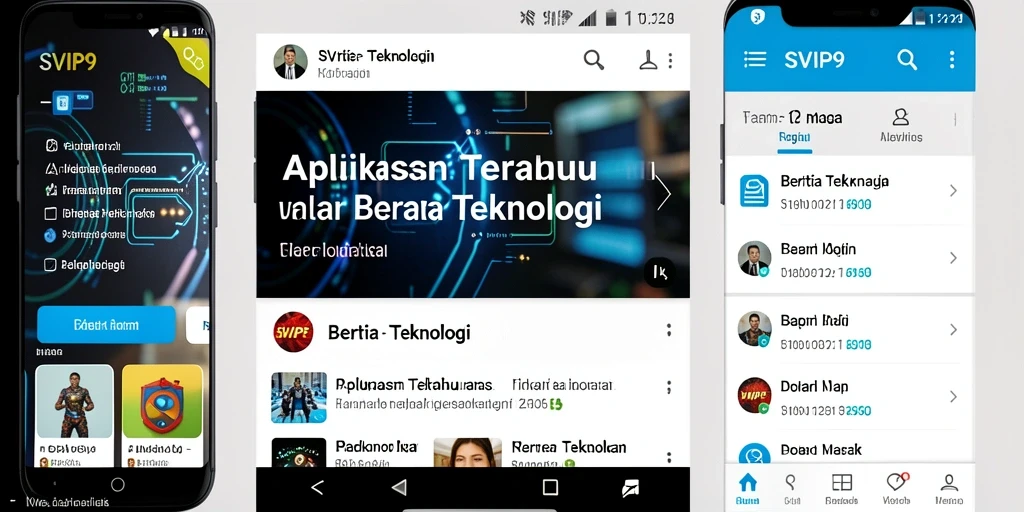 Tampilan antarmuka aplikasi SVIP9 dengan berita teknologi terkini.