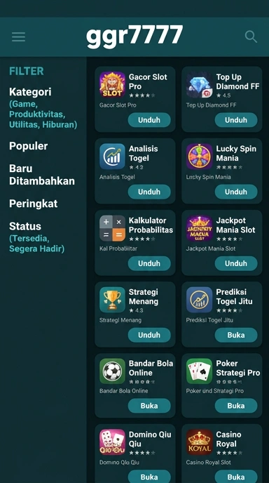 Tampilan katalog aplikasi ggr7777